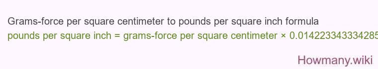 Grams-force per square centimeter to pounds per square inch formula