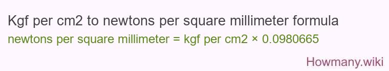 Kgf per cm2 to newtons per square millimeter formula