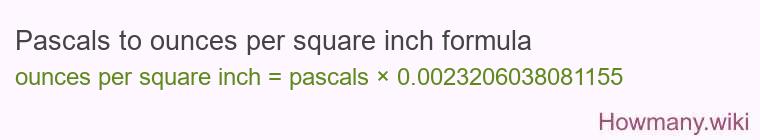 Pascals to ounces per square inch formula