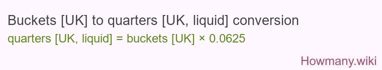 Buckets [UK] to quarters [UK, liquid] conversion