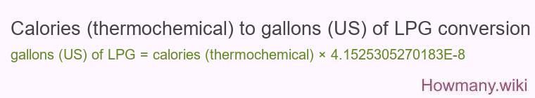 Calories (thermochemical) to gallons (US) of LPG conversion