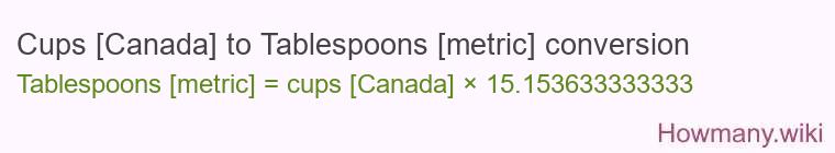 Cups [Canada] to Tablespoons [metric] conversion