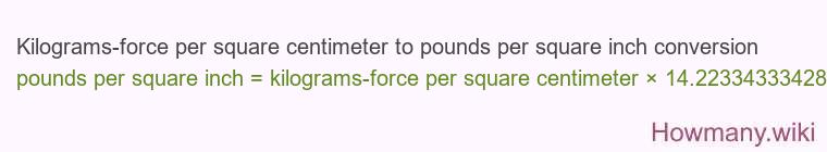 Kilograms-force per square centimeter to pounds per square inch conversion