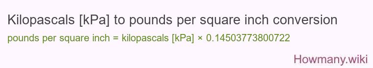 Kilopascals [kPa] to pounds per square inch conversion