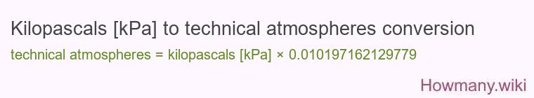Kilopascals [kPa] to technical atmospheres conversion