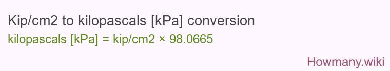 Kip/cm2 to kilopascals [kPa] conversion