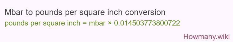 Mbar to pounds per square inch conversion