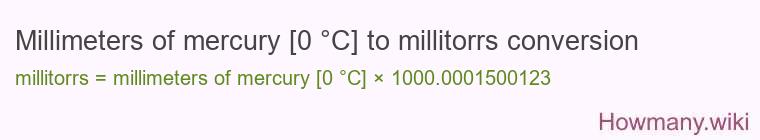 Millimeters of mercury [0 °C] to millitorrs conversion