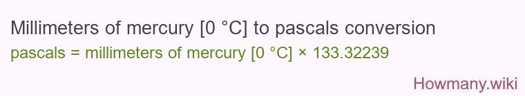 Millimeters of mercury [0 °C] to pascals conversion