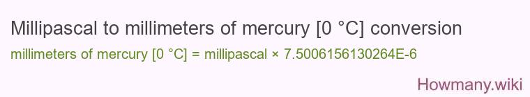 Millipascal to millimeters of mercury [0 °C] conversion