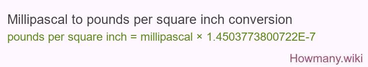 Millipascal to pounds per square inch conversion