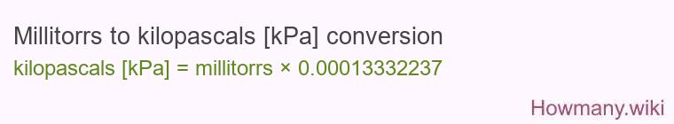 Millitorrs to kilopascals [kPa] conversion