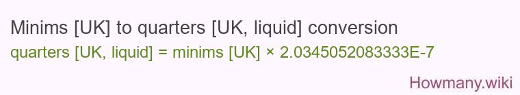Minims [UK] to quarters [UK, liquid] conversion
