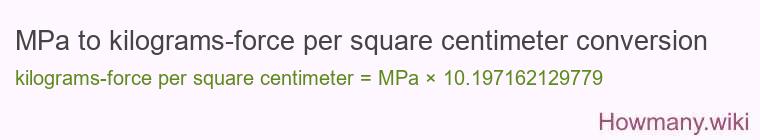 MPa to kilograms-force per square centimeter conversion