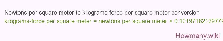 Newtons per square meter to kilograms-force per square meter conversion