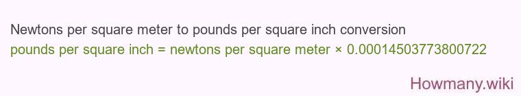 Newtons per square meter to pounds per square inch conversion