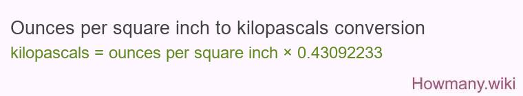 Ounces per square inch to kilopascals conversion