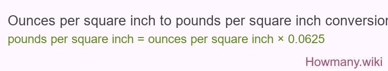 Ounces per square inch to pounds per square inch conversion