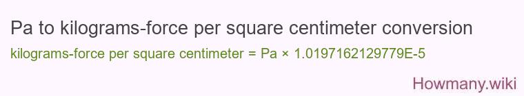 Pa to kilograms-force per square centimeter conversion
