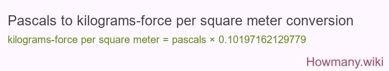 Pascals to kilograms-force per square meter conversion