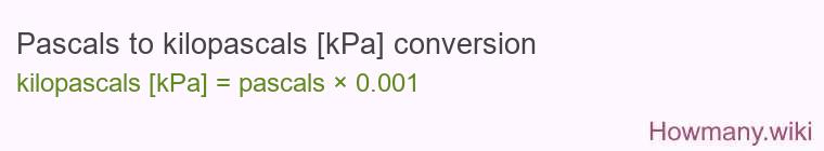 Pascals to kilopascals [kPa] conversion