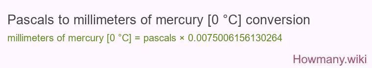 Pascals to millimeters of mercury [0 °C] conversion