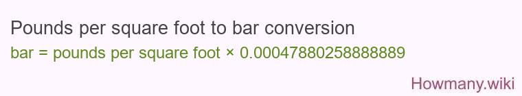 Pounds per square foot to bar conversion