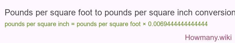 Pounds per square foot to pounds per square inch conversion