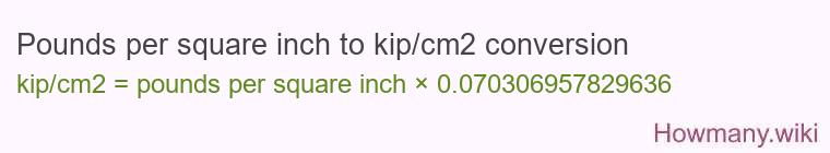 Pounds per square inch to kip/cm2 conversion