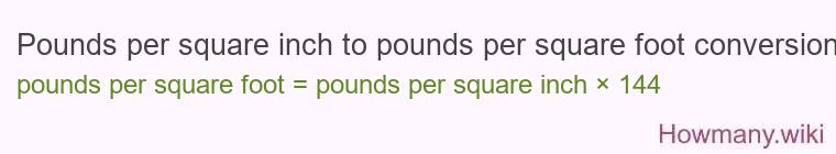 Pounds per square inch to pounds per square foot conversion