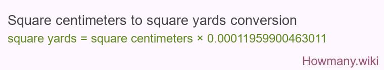 Square centimeters to square yards conversion