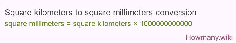 Square kilometers to square millimeters conversion
