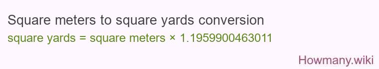 Square meters to square yards conversion