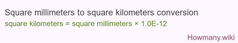 Square millimeters to square kilometers conversion