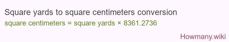Square yards to square centimeters conversion