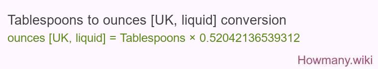 Tablespoons to ounces [UK, liquid] conversion