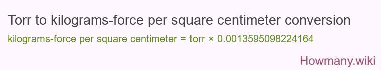 Torr to kilograms-force per square centimeter conversion