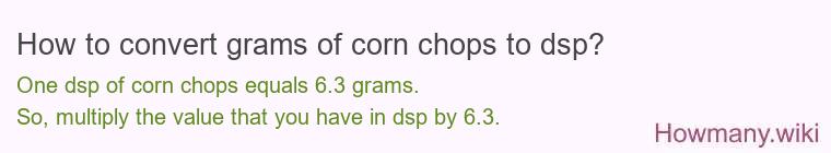 How to convert grams of corn chops to dsp?