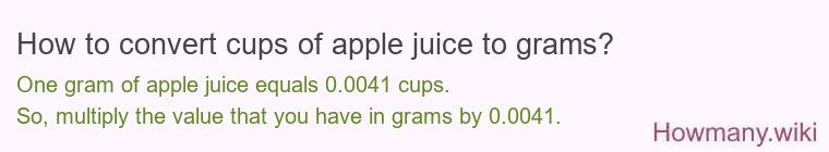 How to convert cups of apple juice to grams?