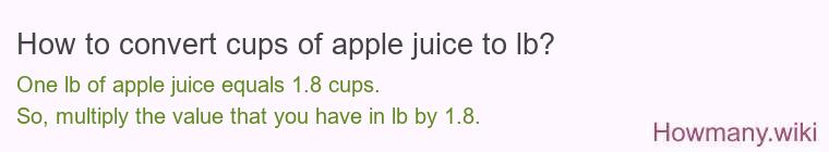 How to convert cups of apple juice to lb?