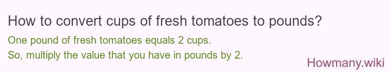 How to convert cups of fresh tomatoes to pounds?