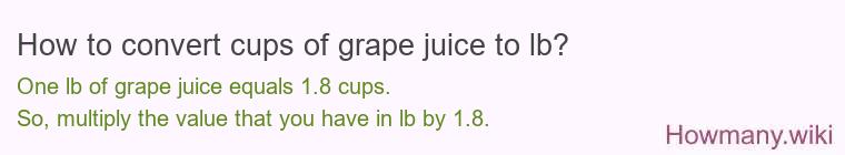 How to convert cups of grape juice to lb?