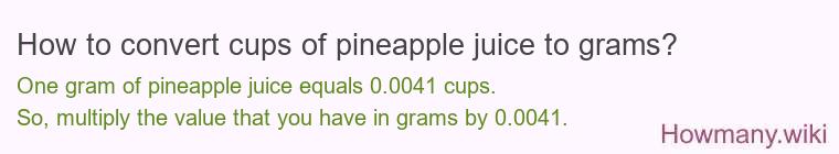How to convert cups of pineapple juice to grams?