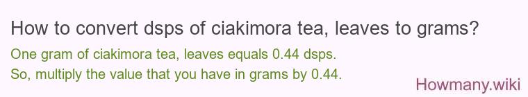 How to convert dsps of ciakimora tea, leaves to grams?