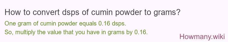 How to convert dsps of cumin powder to grams?