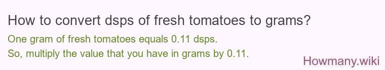 How to convert dsps of fresh tomatoes to grams?