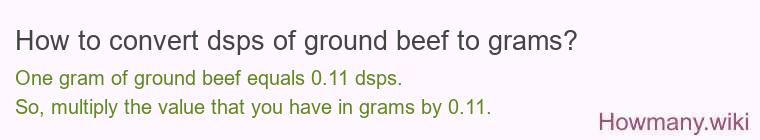 How to convert dsps of ground beef to grams?