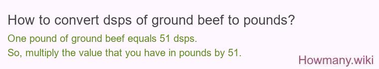 How to convert dsps of ground beef to pounds?