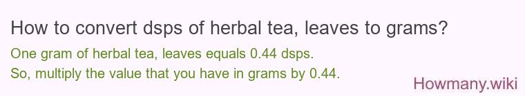 How to convert dsps of herbal tea, leaves to grams?