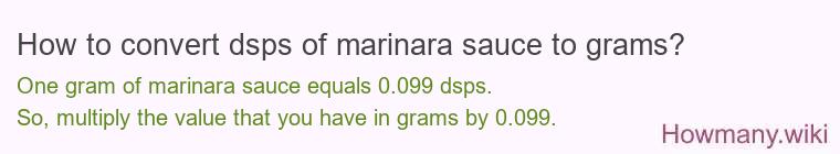 How to convert dsps of marinara sauce to grams?